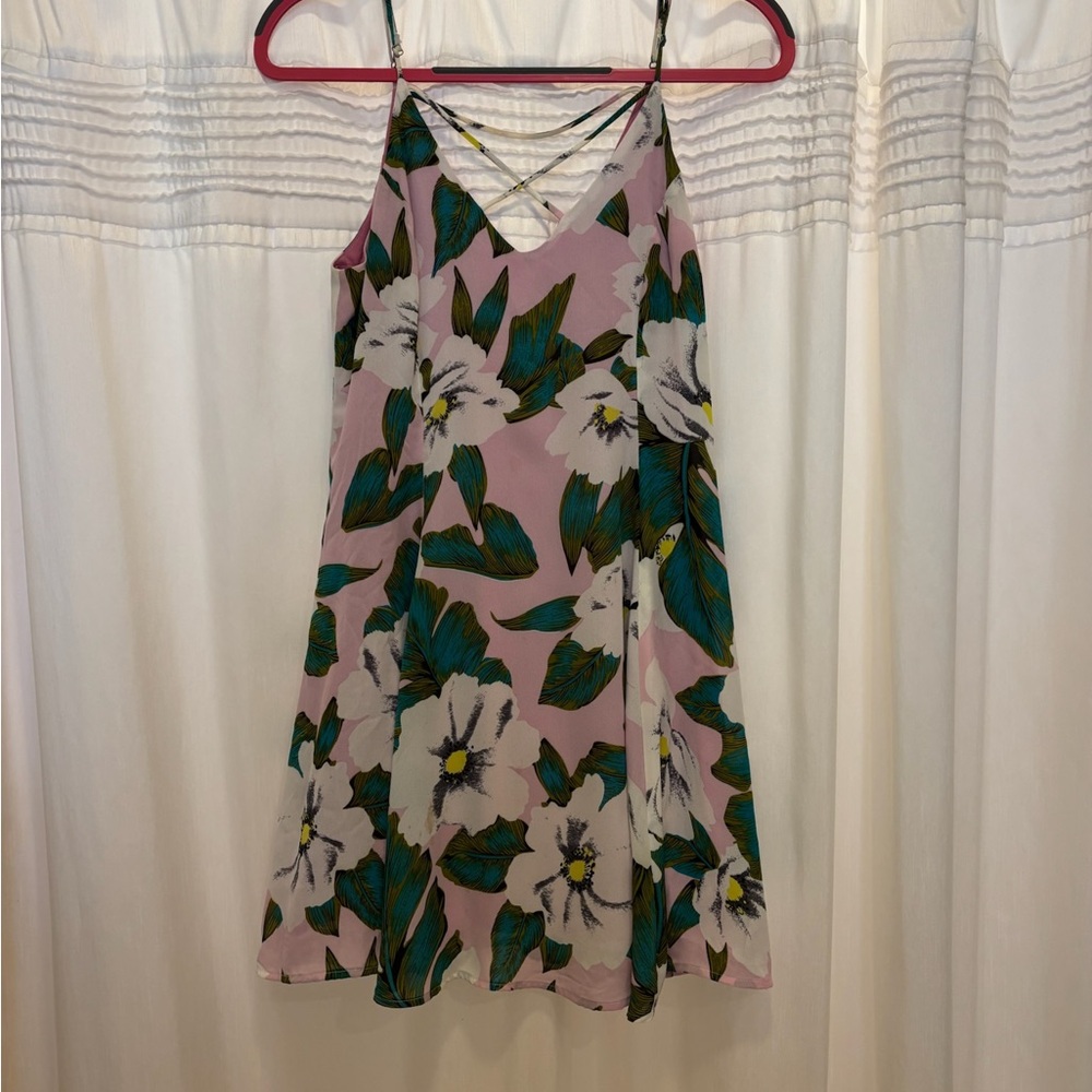 Pink flowy tropical dress